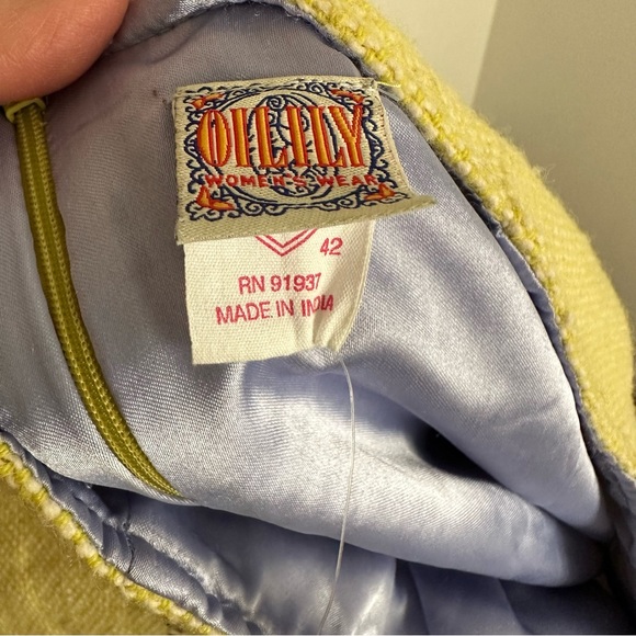 Oilily Yellow Embroidered Vintage Style Wool Blend Midi Skirt Size Medium - Picture 4 of 9